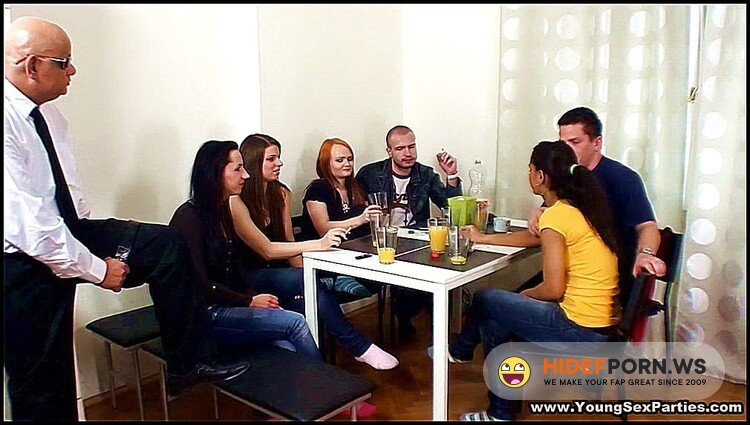 YoungSexParties.com - Eva, Alberta, Niona, Nora - Sex party with older spectator [FullHD 1080p]