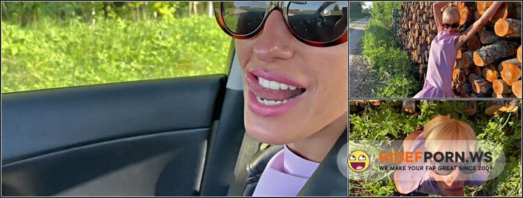 Saliva Bunny - Skinny Blonde In Short Dress Does Sloppy Blowjob On The Public Road | Saliva Bunny [FullHD 1080p]