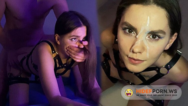 Hot Brunette In Harness Sucks And Jumps On My Dick - Just Look At Her Pretty Cum Face On 1210! [FullHD 1080p]