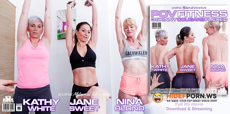 Mature.nl / Mature.eu - Jane Sweet, Kathy White, Nina Blond POV fitness fucking with three skinny mature nymphos [FullHD 1080p]