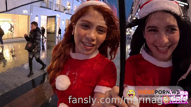 Onlyfans/ManyVids - Marina Gold And Min Galilea – Christmas Sperm Party Turns CUMWALK In Public [HD 720p] - 2025
