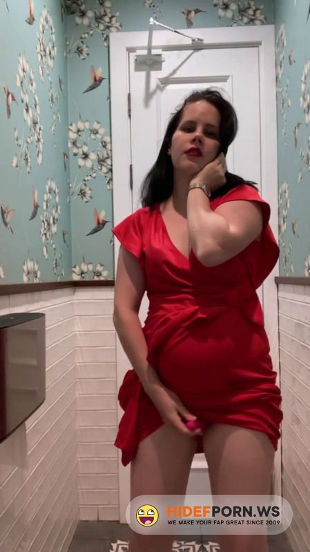 Onlyfans - Hot Brunette In Red Dress Masturbates In a Public Restaurant AnnaSky [SD 1080p]